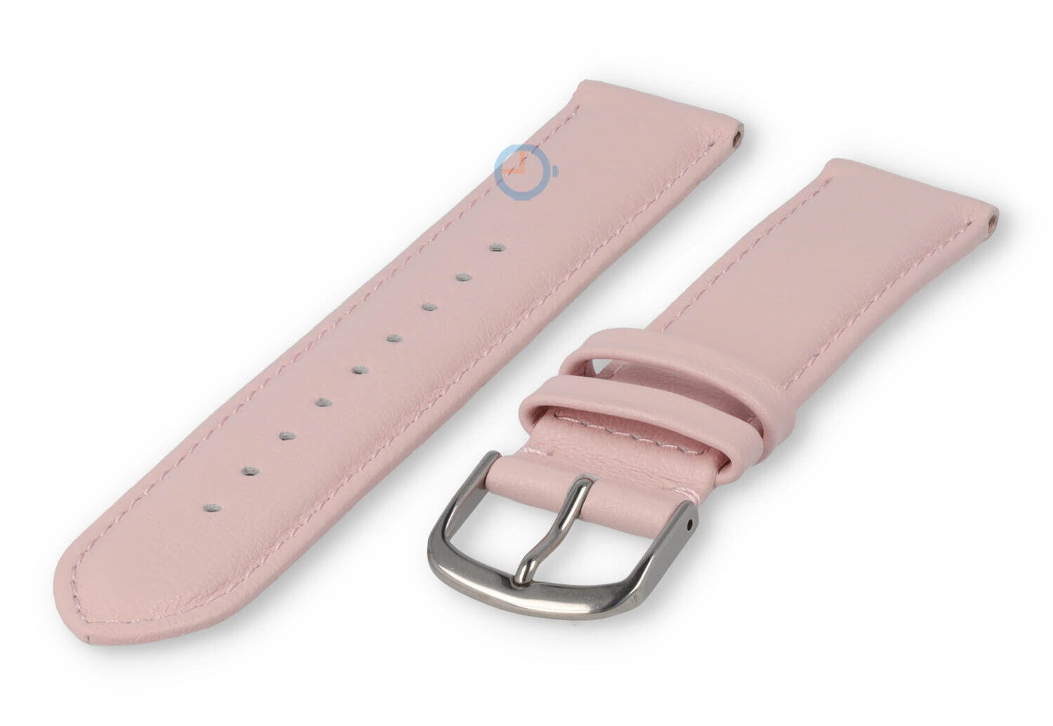 18mm horlogeband glad leer - pastelroze