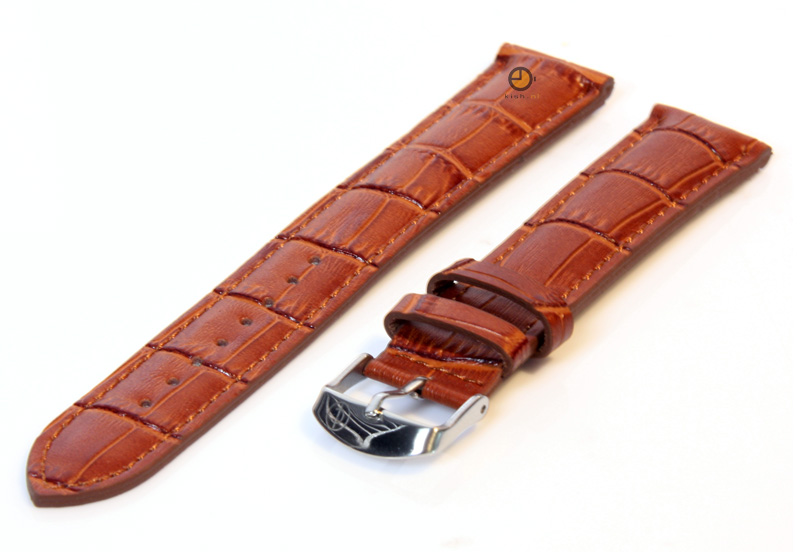 XL horlogeband 20mm leer havanabruin croco