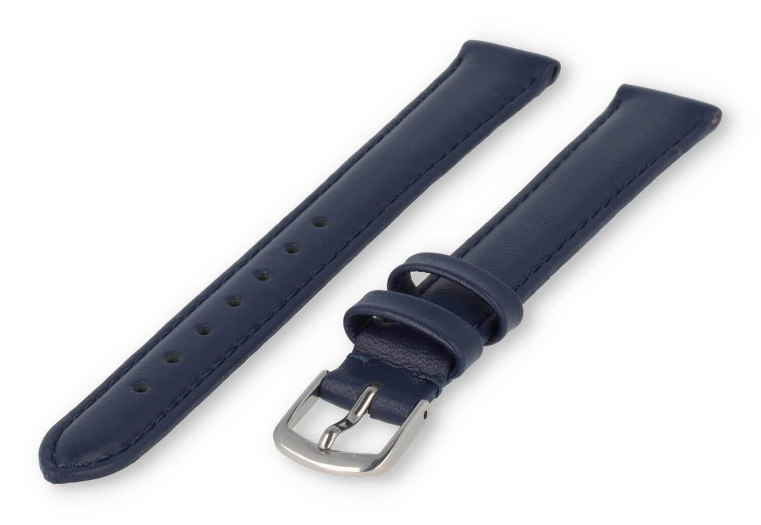 XL horlogeband glad leer - 14mm - donkerblauw