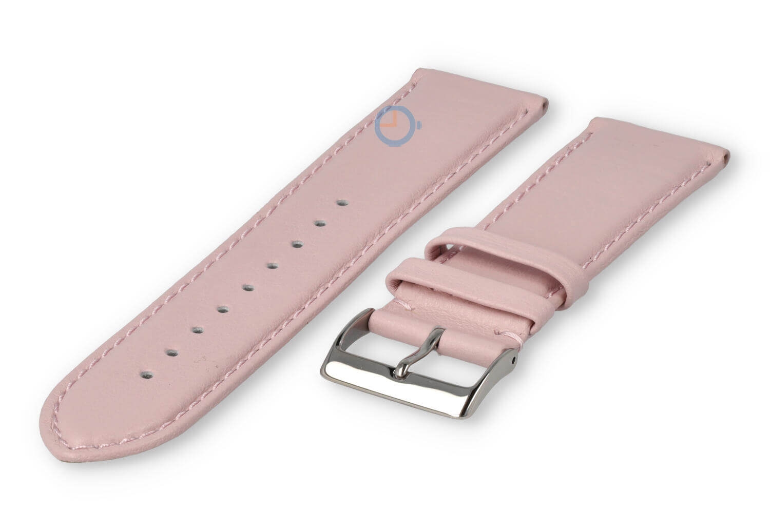 24mm horlogeband glad leer - pastelroze
