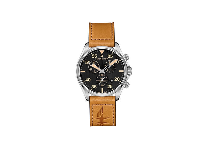 Hamilton horlogeband H76722531 - zwart leer