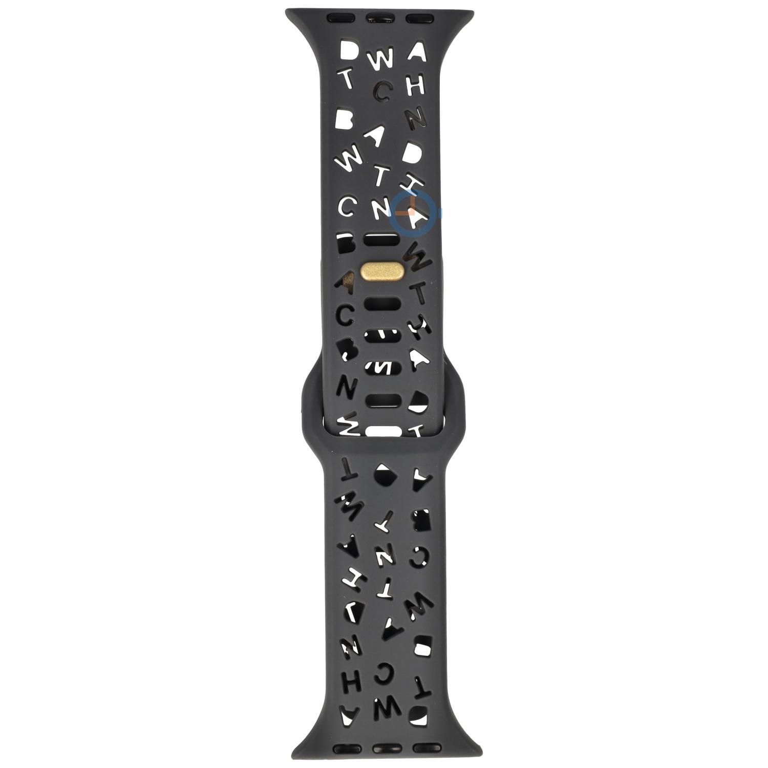 Letter siliconen bandje - Apple Watch 41mm - Donkergrijs