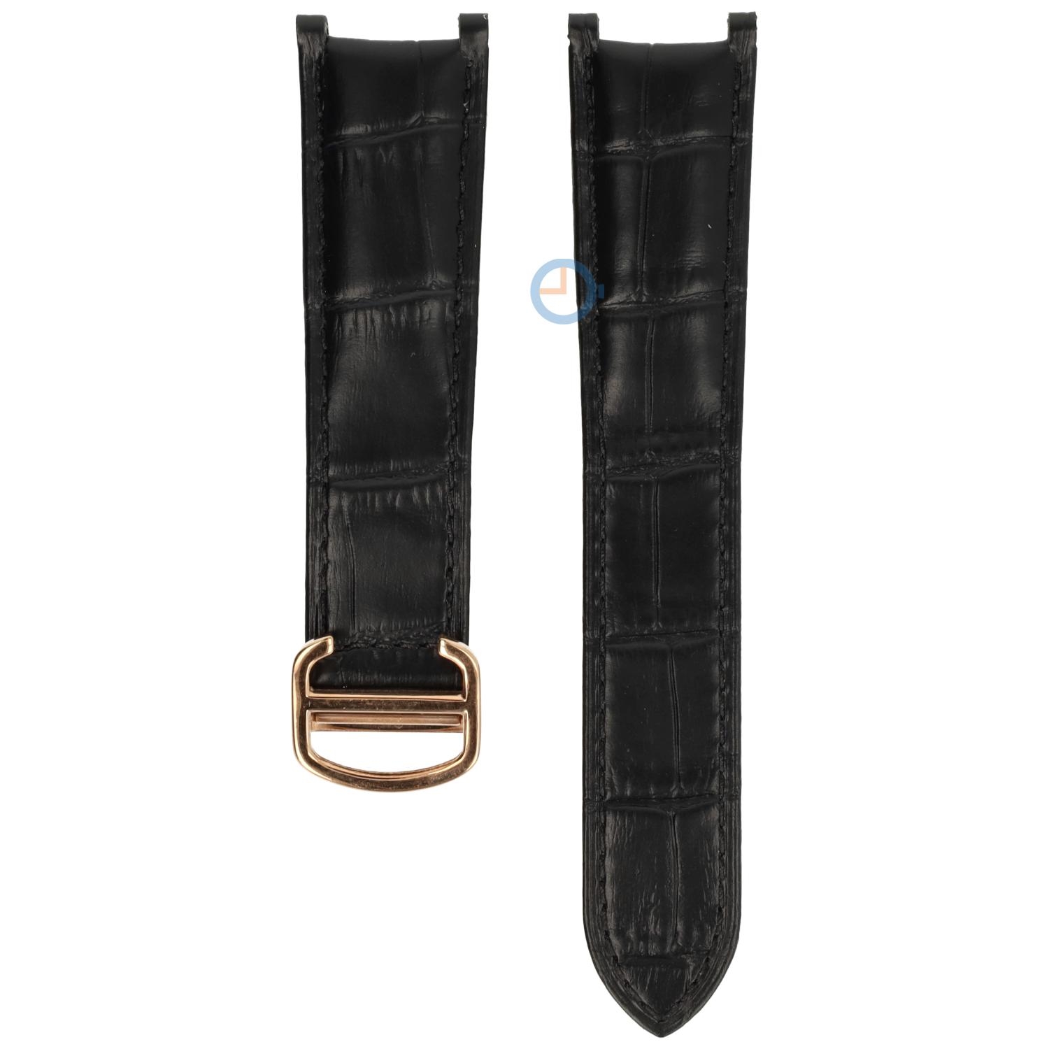 Horlogeband Cartier Pasha - 21/15 - zwart met roségoud