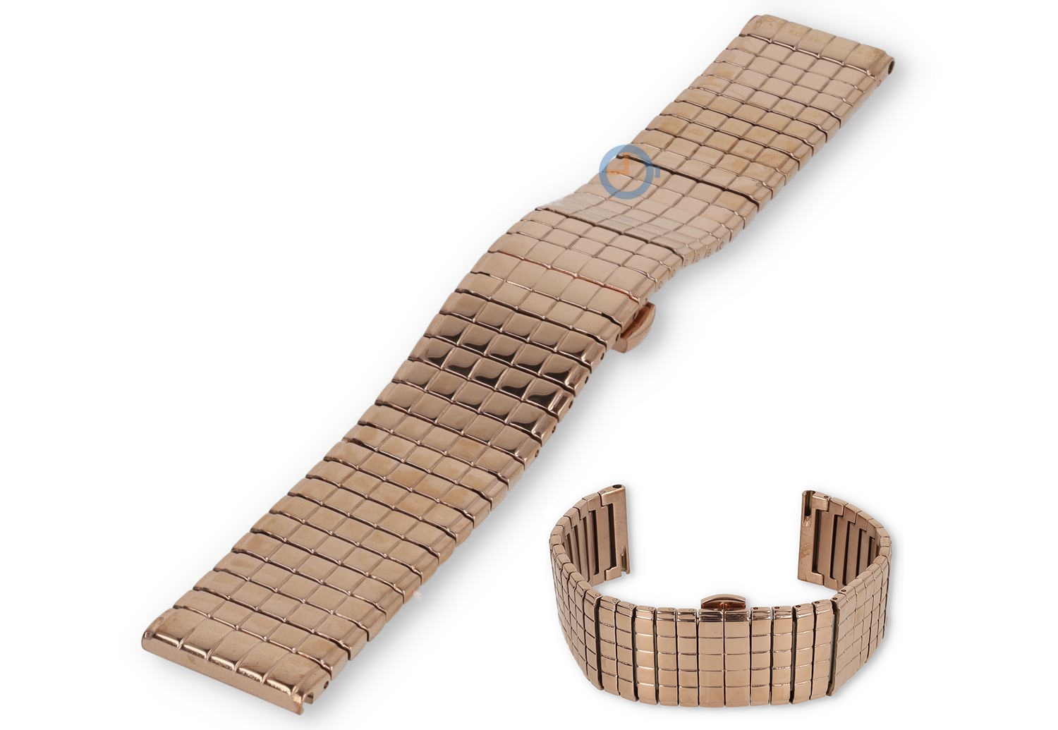 Blokpatroon stalen horlogeband - 22mm - rosegoud