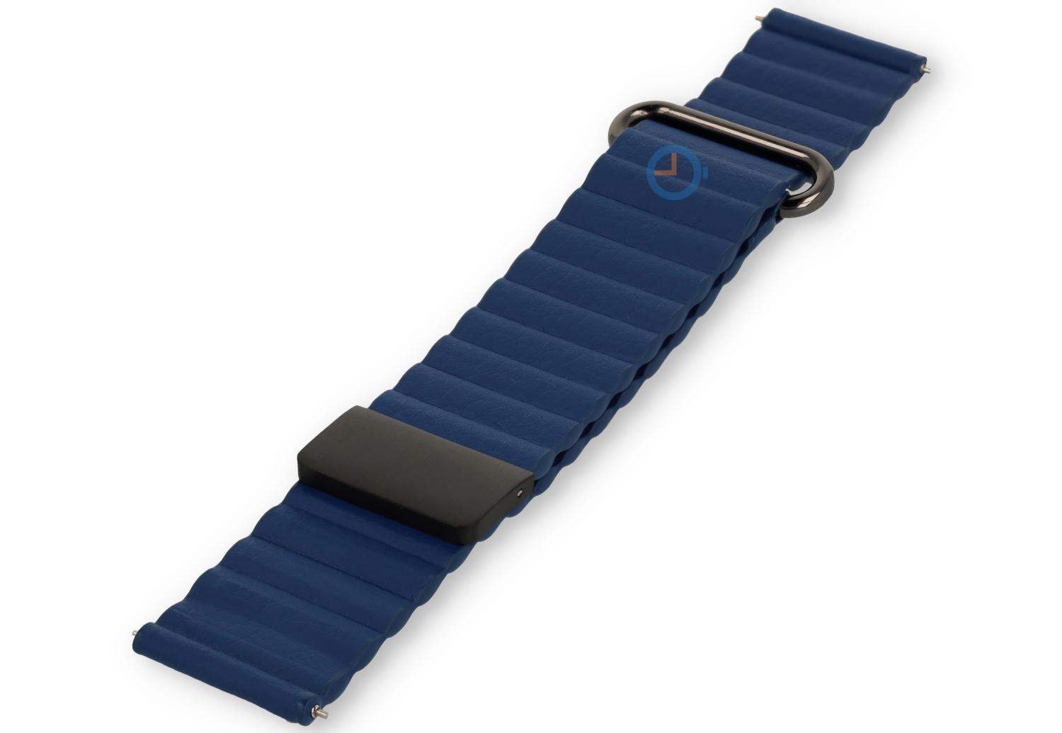 22mm leren band met magneetsluiting - blauw