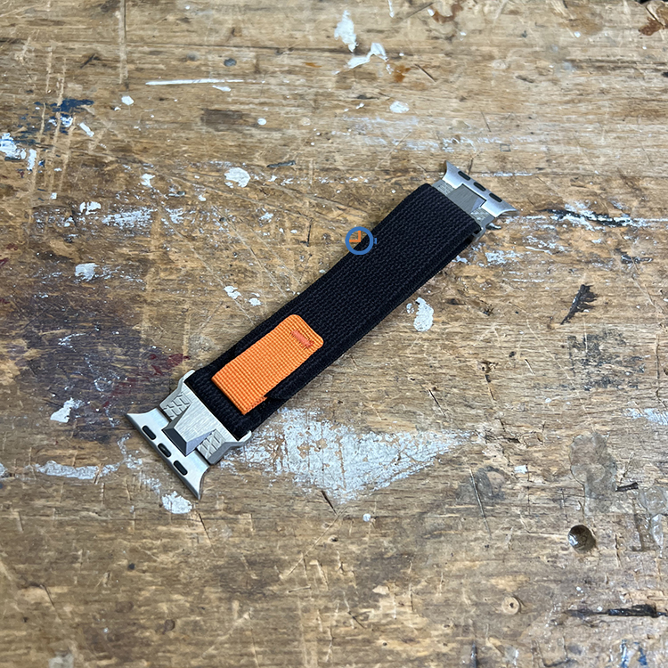 Elastisch Apple bandje met klittenband - 45mm - Black Orange