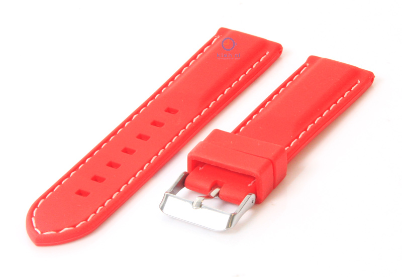 Horlogeband 22mm rubber rood