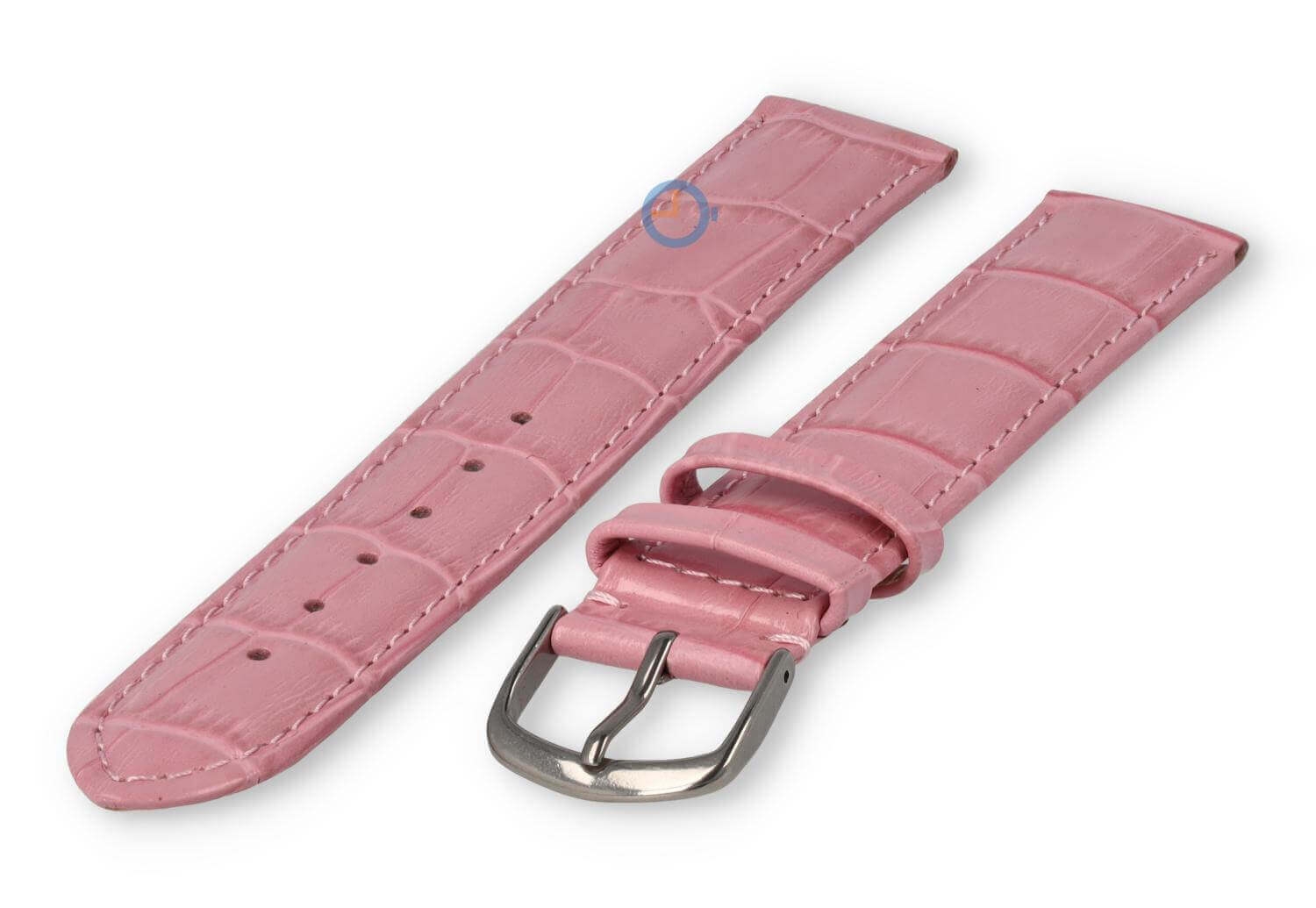 Crocoleer extra lange horlogeband - 18mm - roze