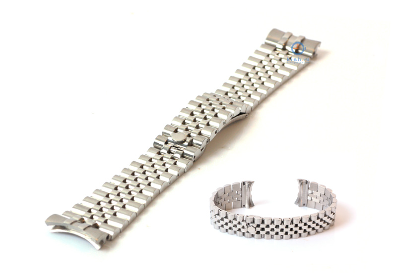 Rolex style horlogeband 20mm staal zilver