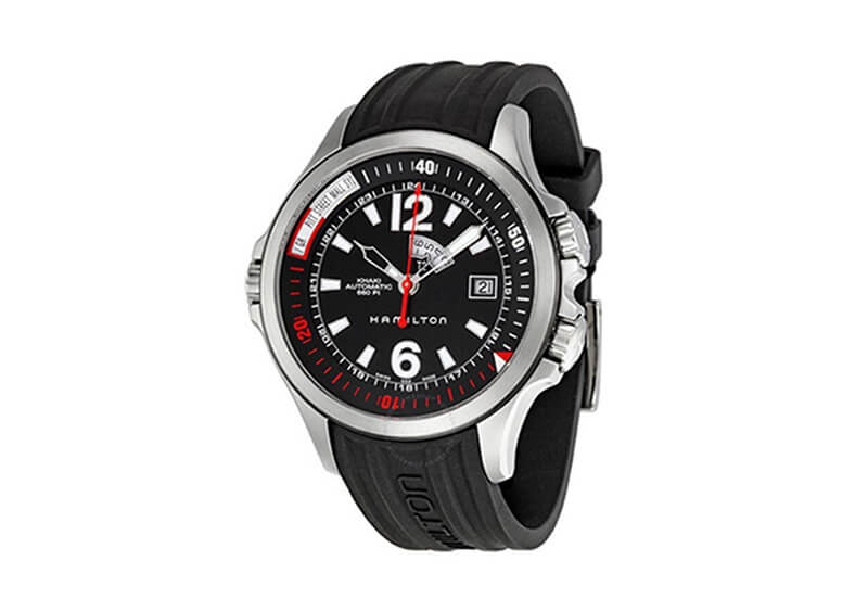 Hamilton horlogeband H77555337 - zwart siliconen