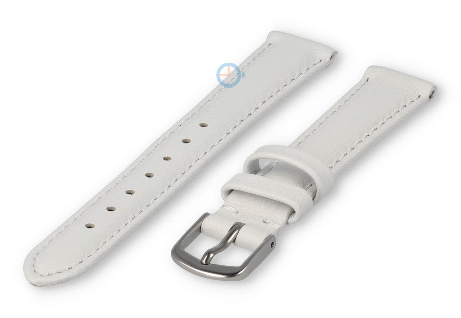 12mm horlogeband glad leer - wit