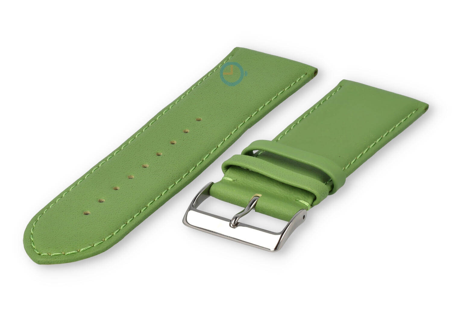 28mm horlogeband glad leer - appelgroen
