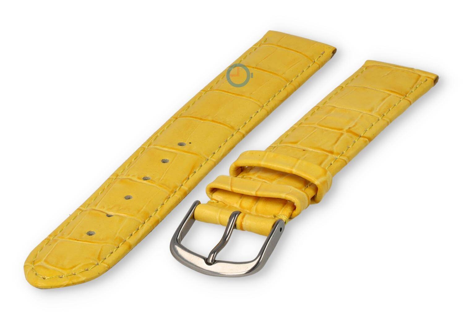 XL horlogeband leer met krokoprint - 16mm - geel