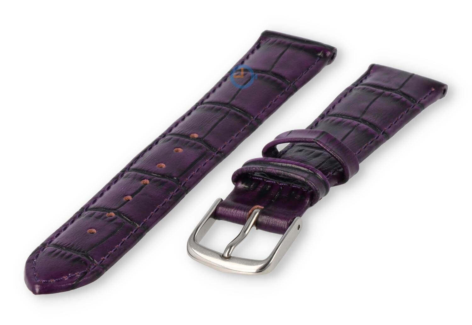 Crocoprint horlogeband leer - 18mm - aubergine
