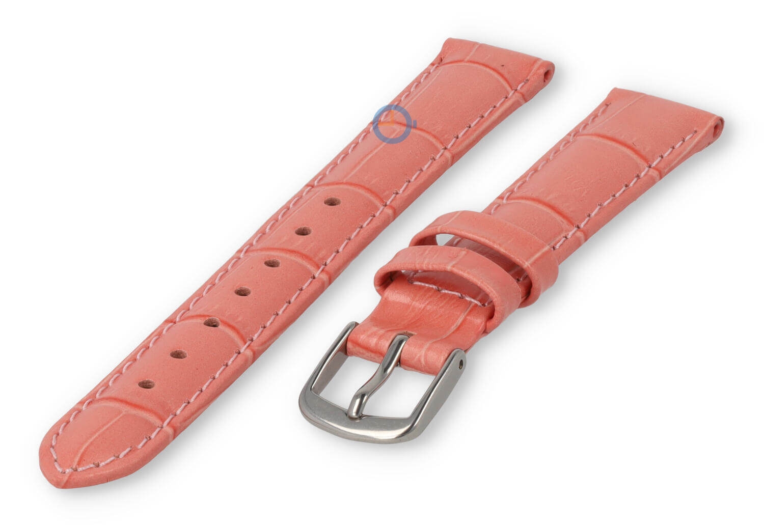 Leren bandje met krokoprint - 12mm - zalmroze