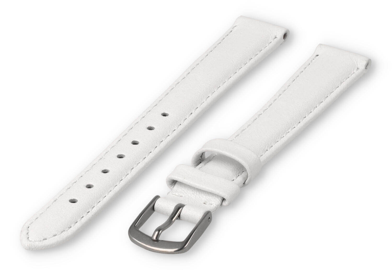 XL horlogeband glad leer - 14mm - wit