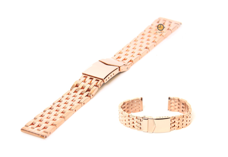 Horlogeband 18mm gepolijst staal rose - goud