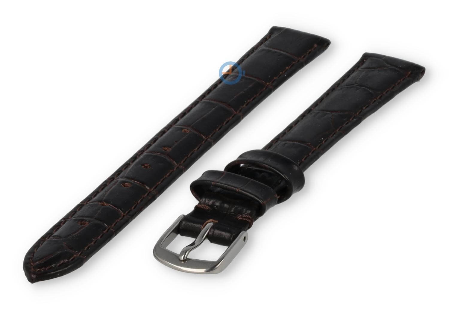 XL horlogeband van leer - 14mm - donkerbruin