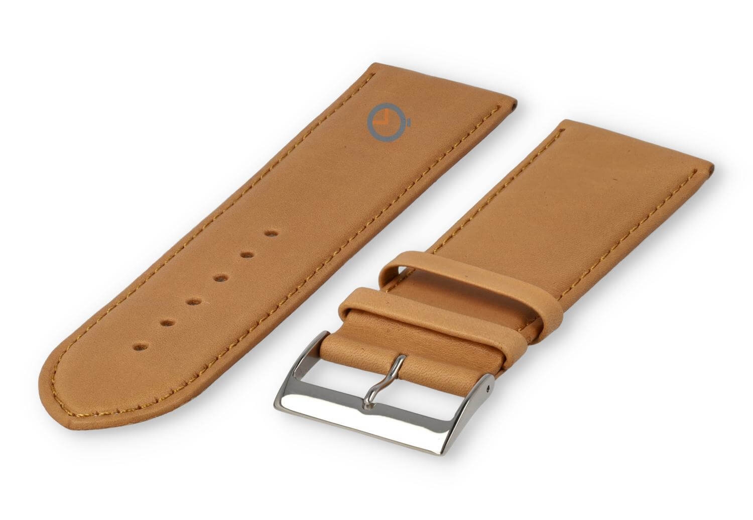 XL horlogeband glad leer - 28mm - lichtbruin