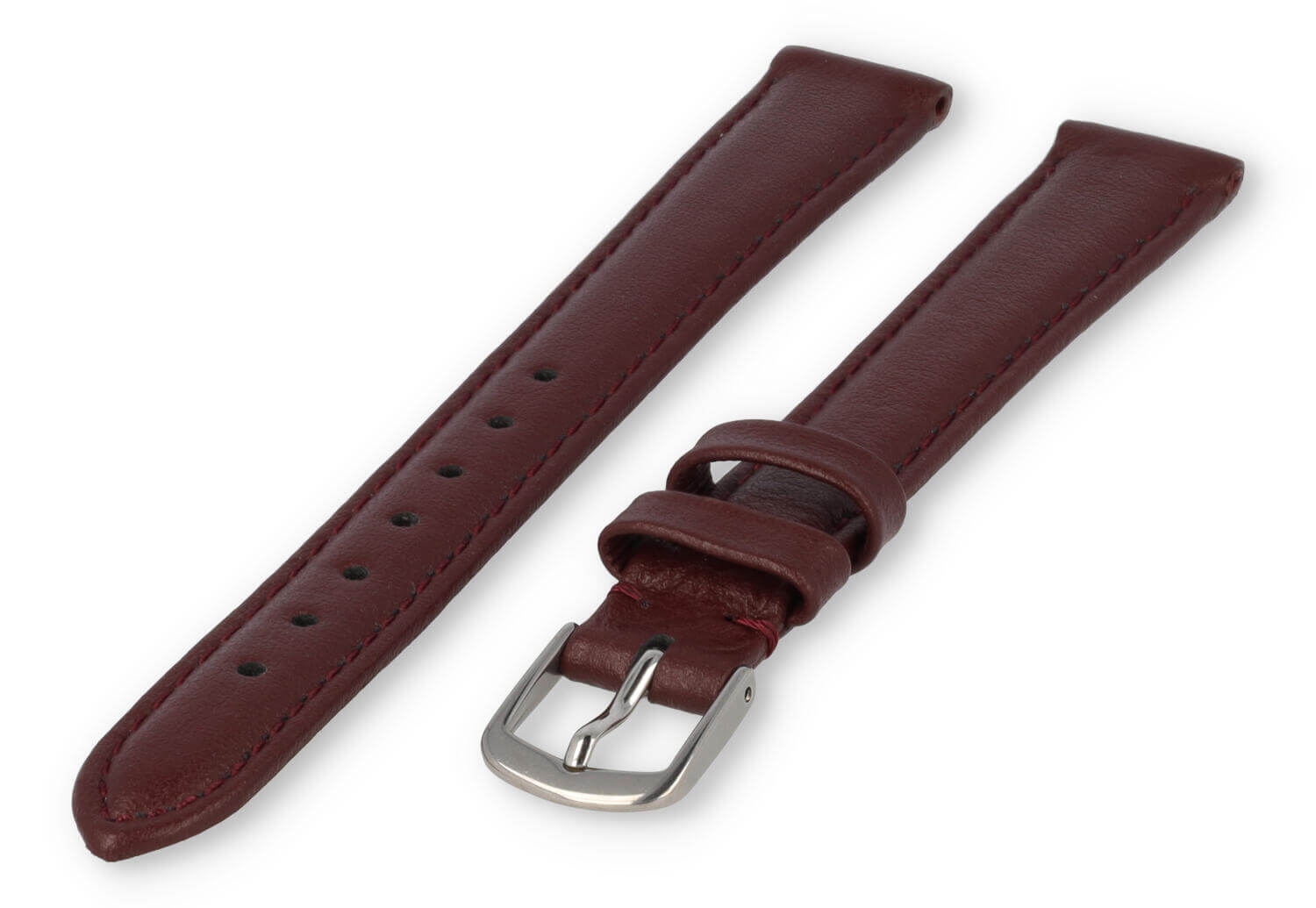 XL horlogeband glad leer - 14mm - bordeaux