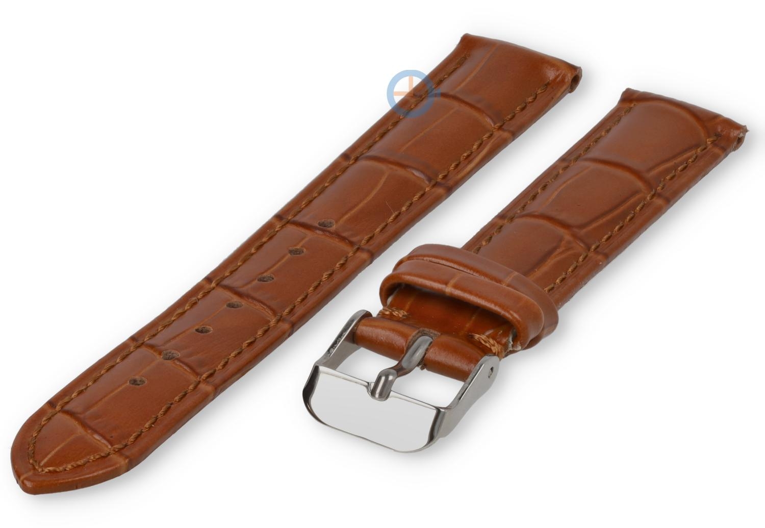 Horlogebandje 15mm - croco leer - cognacbruin