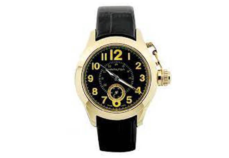 Hamilton horlogeband H77331733 - zwart leer