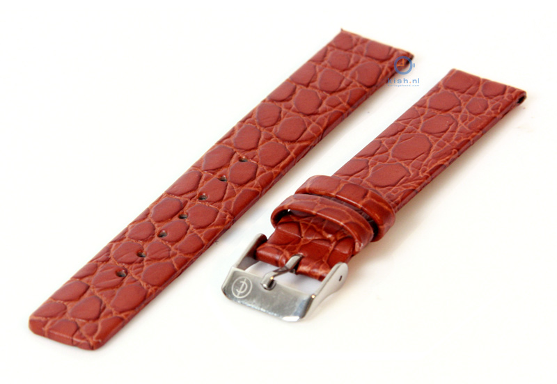Horlogeband 18mm lichtbruin leer croco
