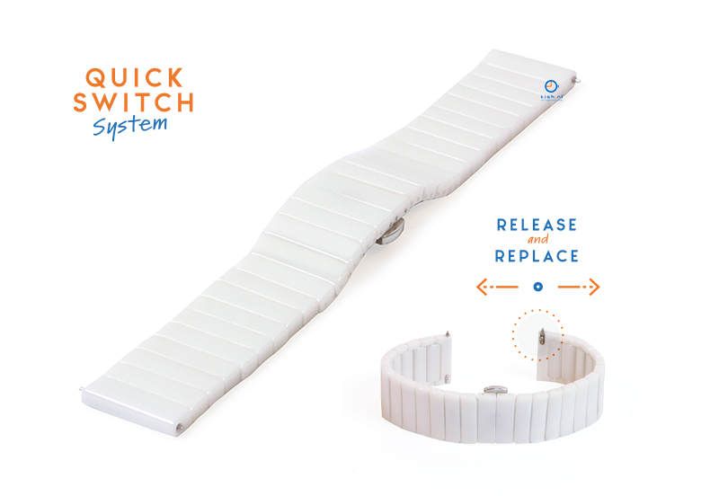 Horlogeband 22mm keramiek wit