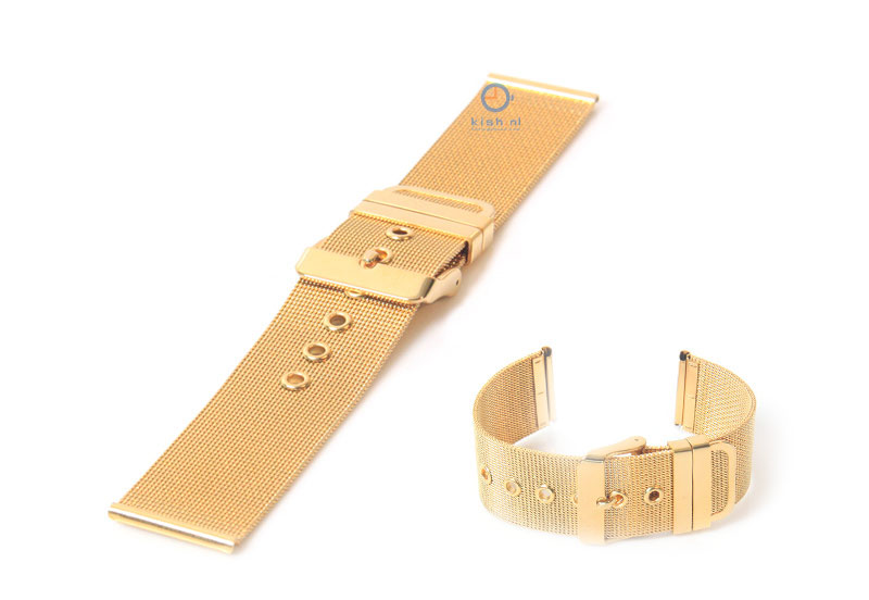Horlogeband 20mm milanees goud deels gepolijst