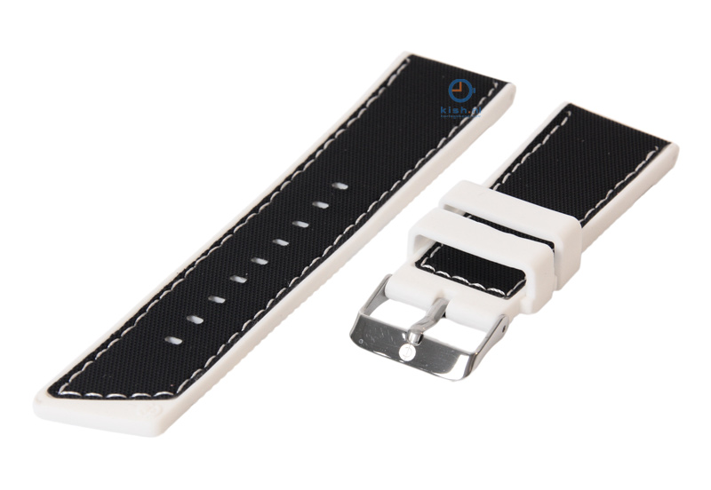 Horlogeband 24mm siliconen zwart-wit