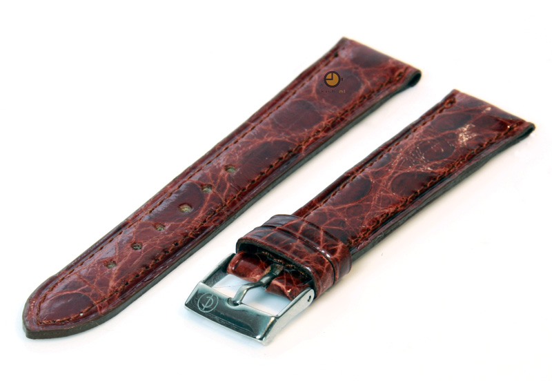 18mm horlogeband echt krokodillenleer roodbruin
