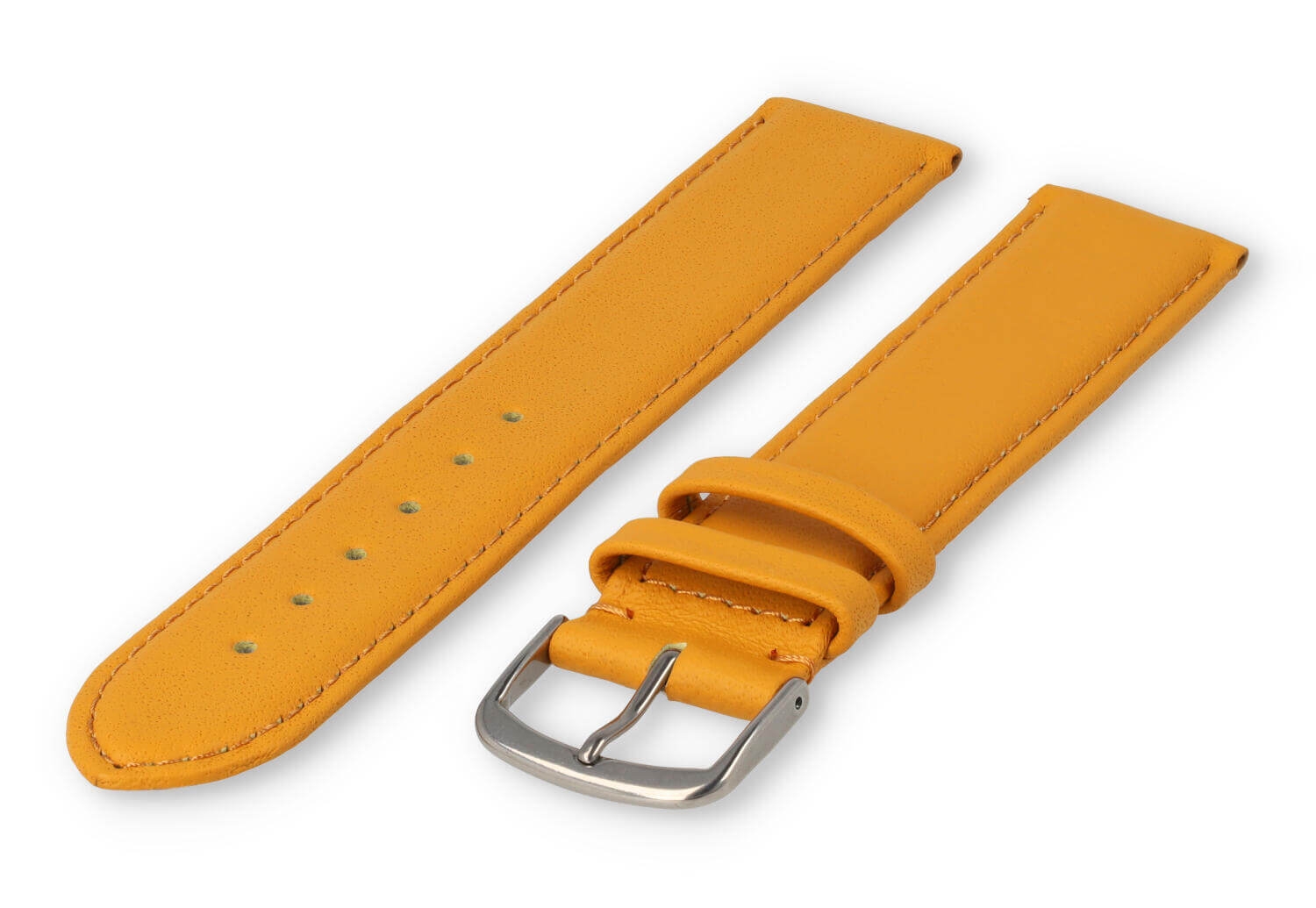 XL horlogeband glad leer - 20mm - mosterdgeel