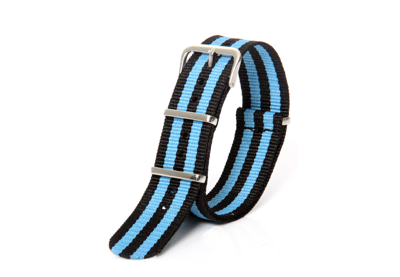 Horlogeband 22mm nylon blauw/zwart