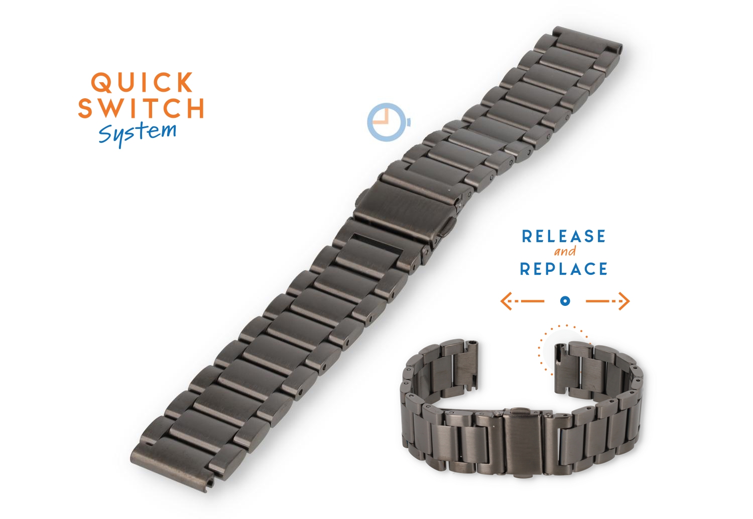 Quick Switch 16mm stalen bandje - donkergrijs