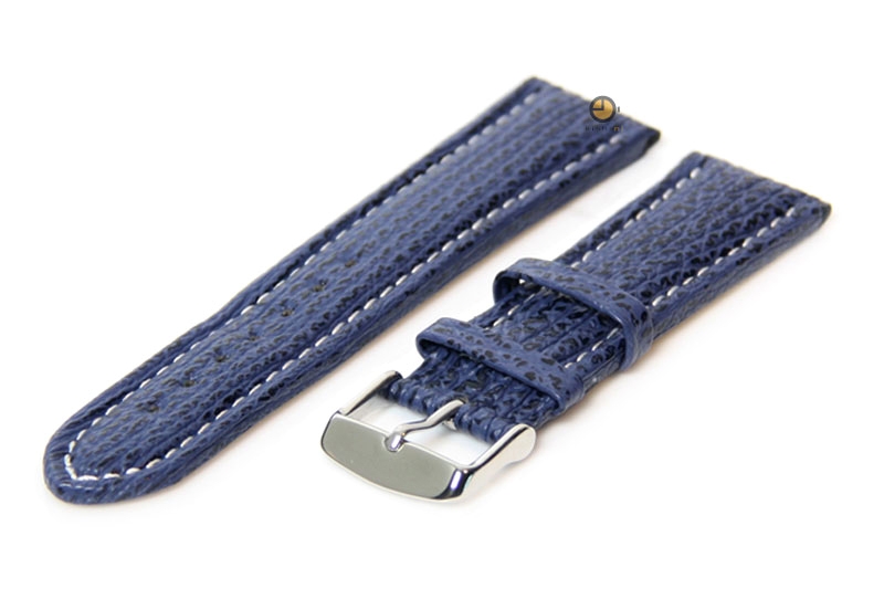 Horlogeband 18mm blauw haaienleer