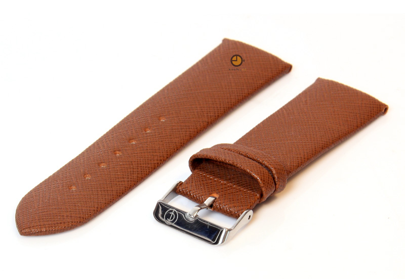 Horlogeband 22mm lichtbruin leder met canvaslook