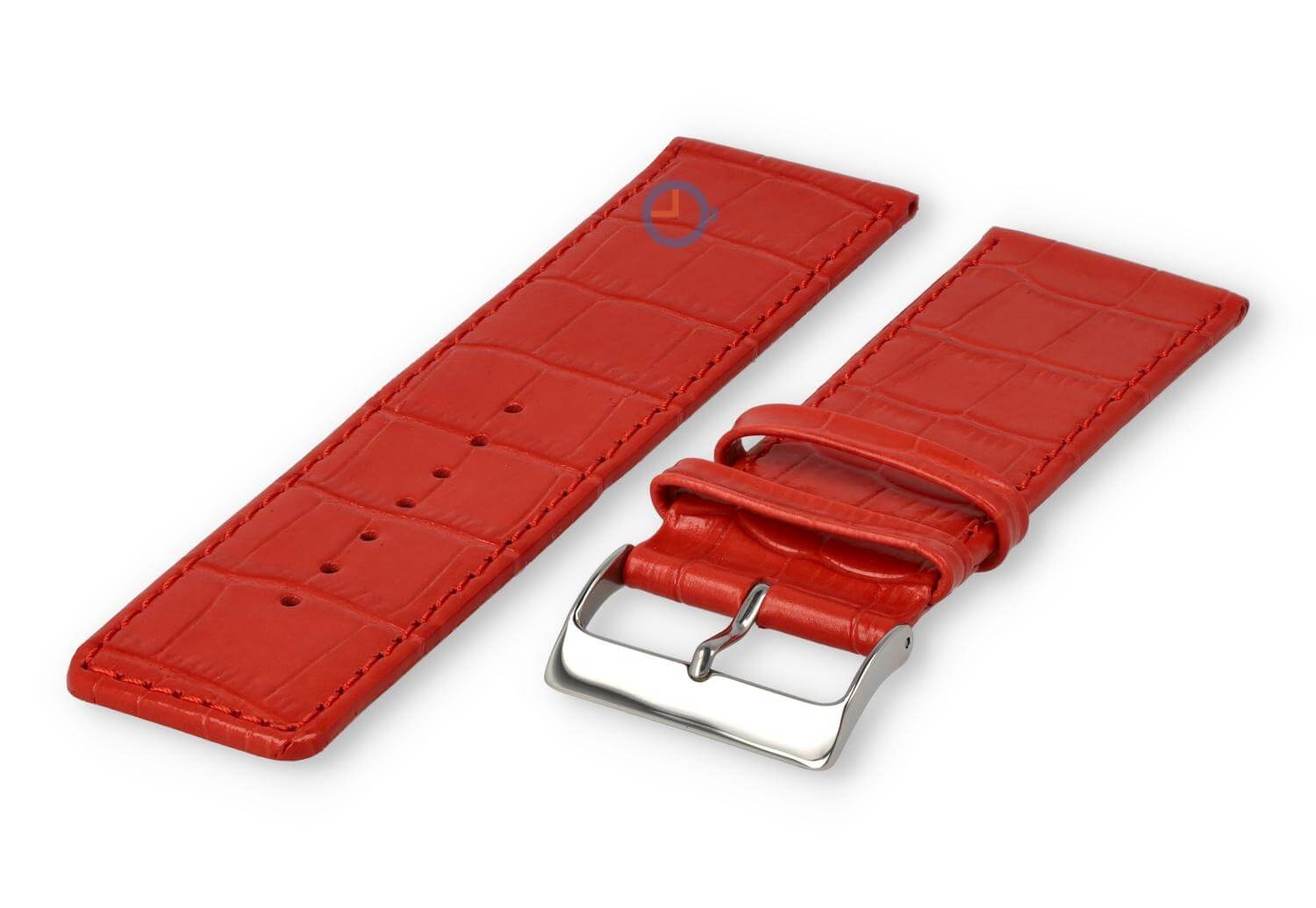 Kalfsleder band met croco-reliëf - 28mm - rood