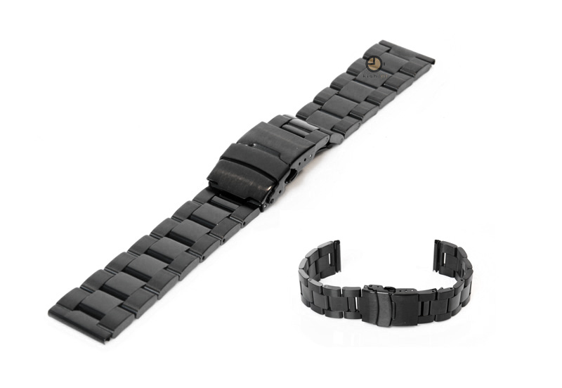 Horlogeband 18mm zwart staal deels gepolijst