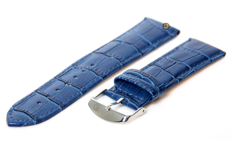 Horlogeband 24mm blauw leer croco