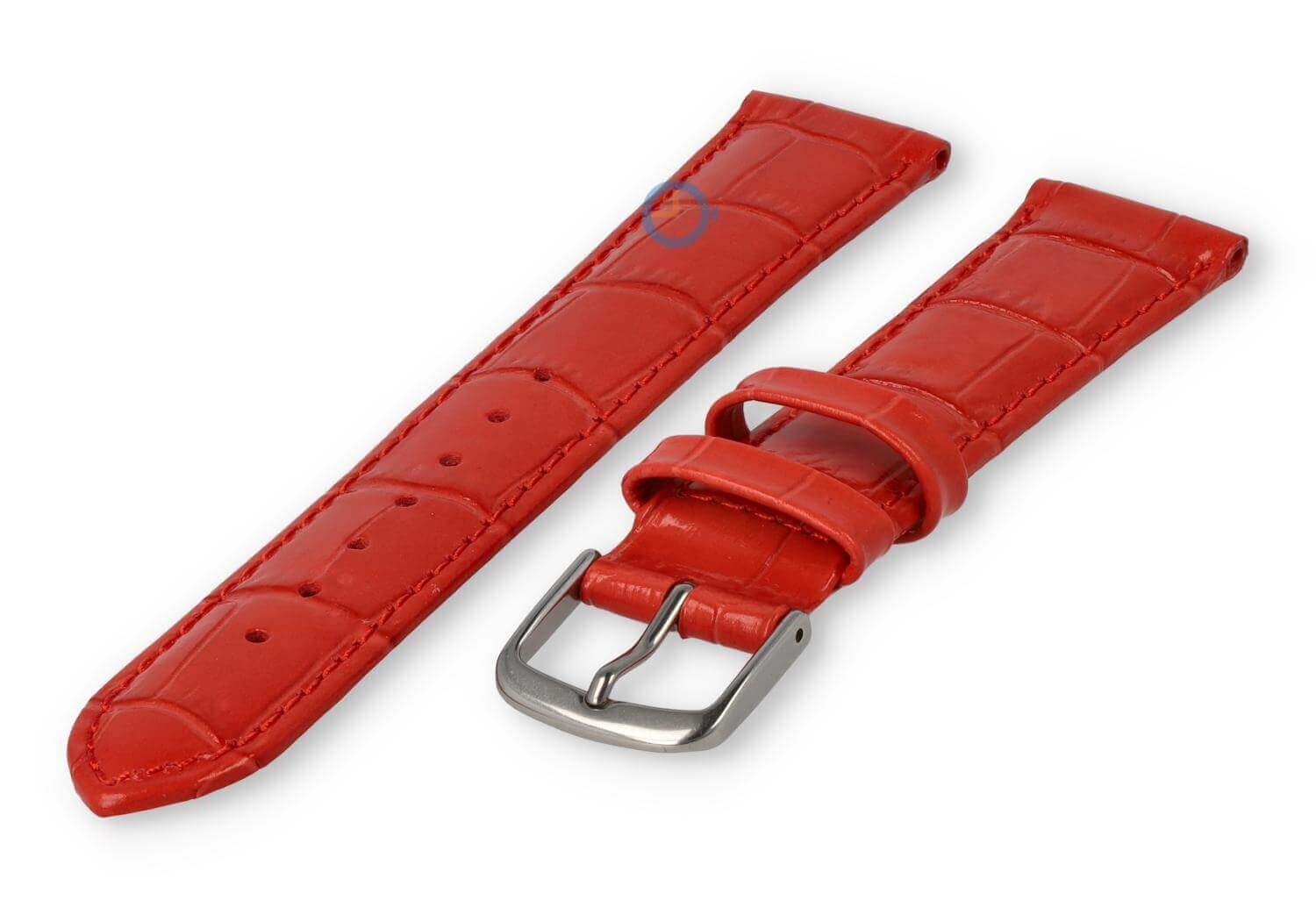 Crocoprint horlogeband leer - 18mm - rood