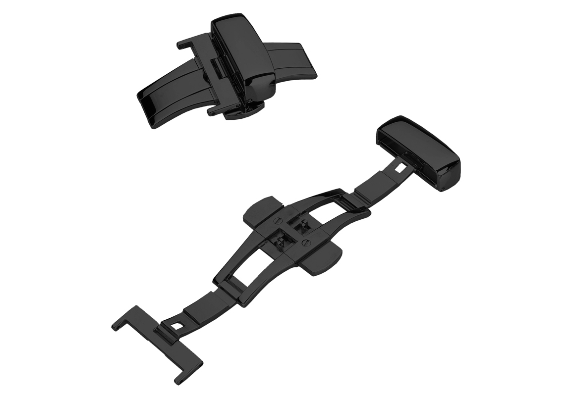 18mm vlindersluiting voor horloge - zwart met drukkers