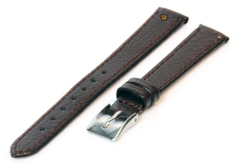 Horlogeband 12mm donkerbruin bizonleer