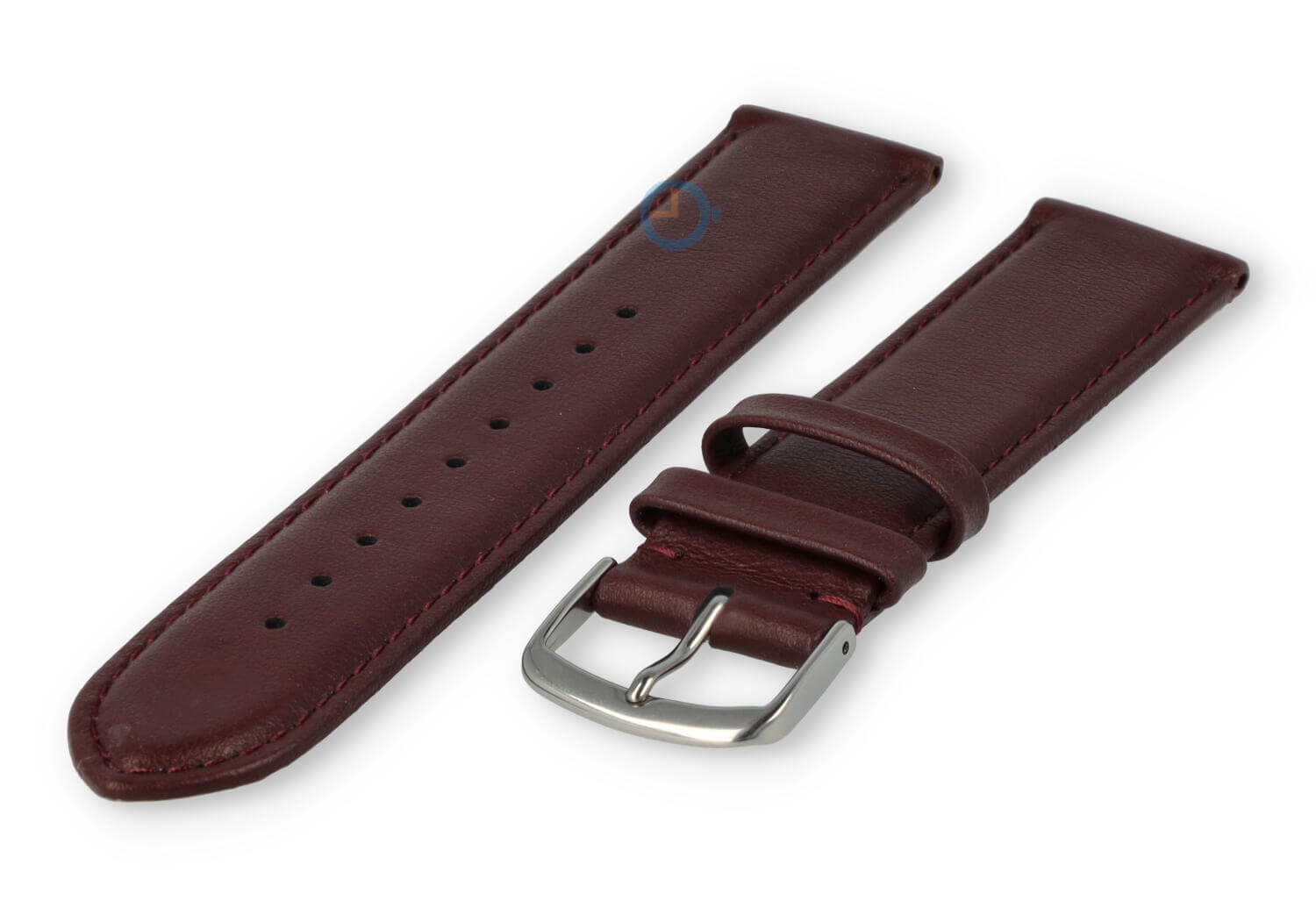 20mm horlogeband glad leer - bordeaux