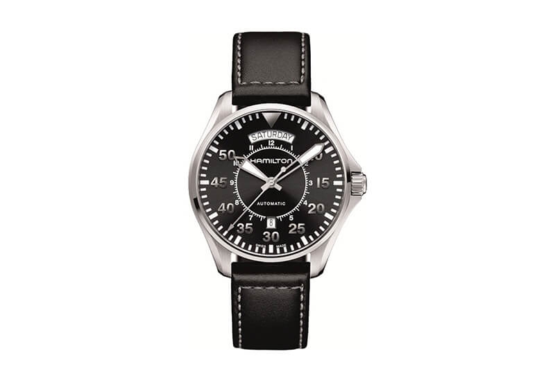 Hamilton horlogeband H64615735 - zwart leer