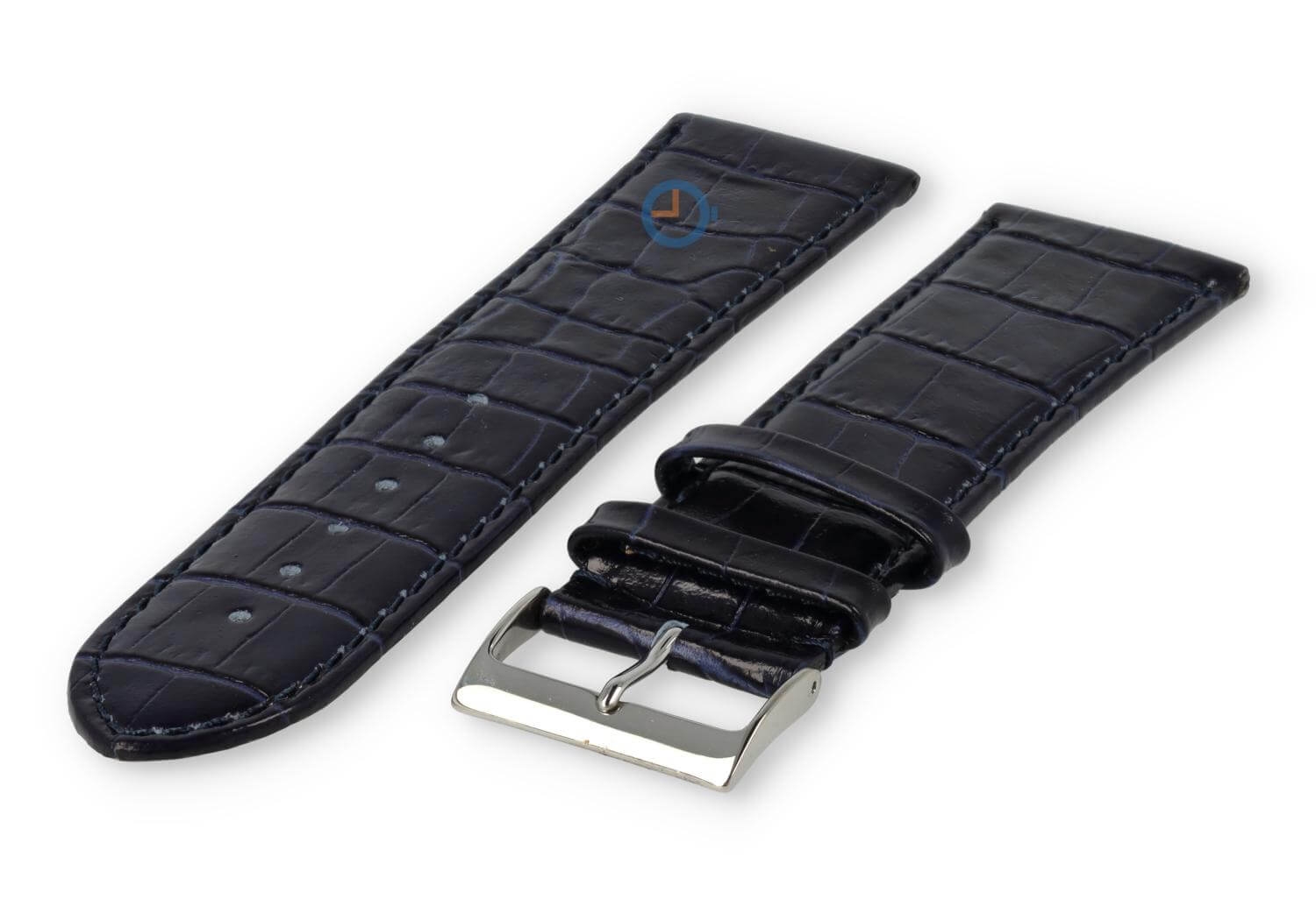 XL horlogeband van kalfsleer - 26mm - donkerblauw