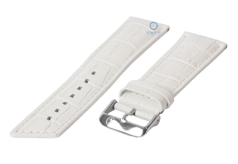 Horlogeband 22mm wit leer croco