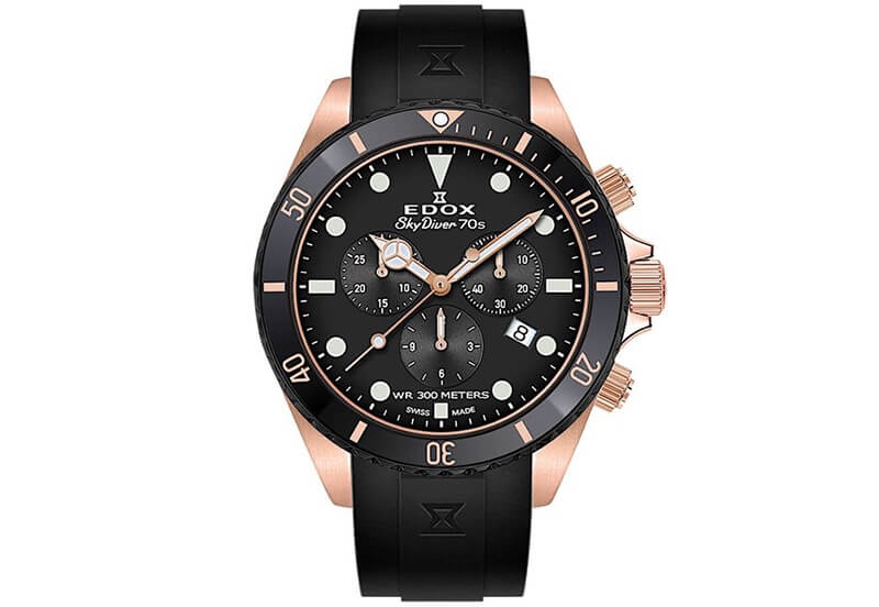 Edox SkyDiver 10238 Horlogeband Zwart Rubber