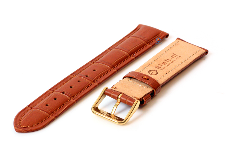 Luxe Seiko horlogeband lichtbruin leer - goud - 20mm