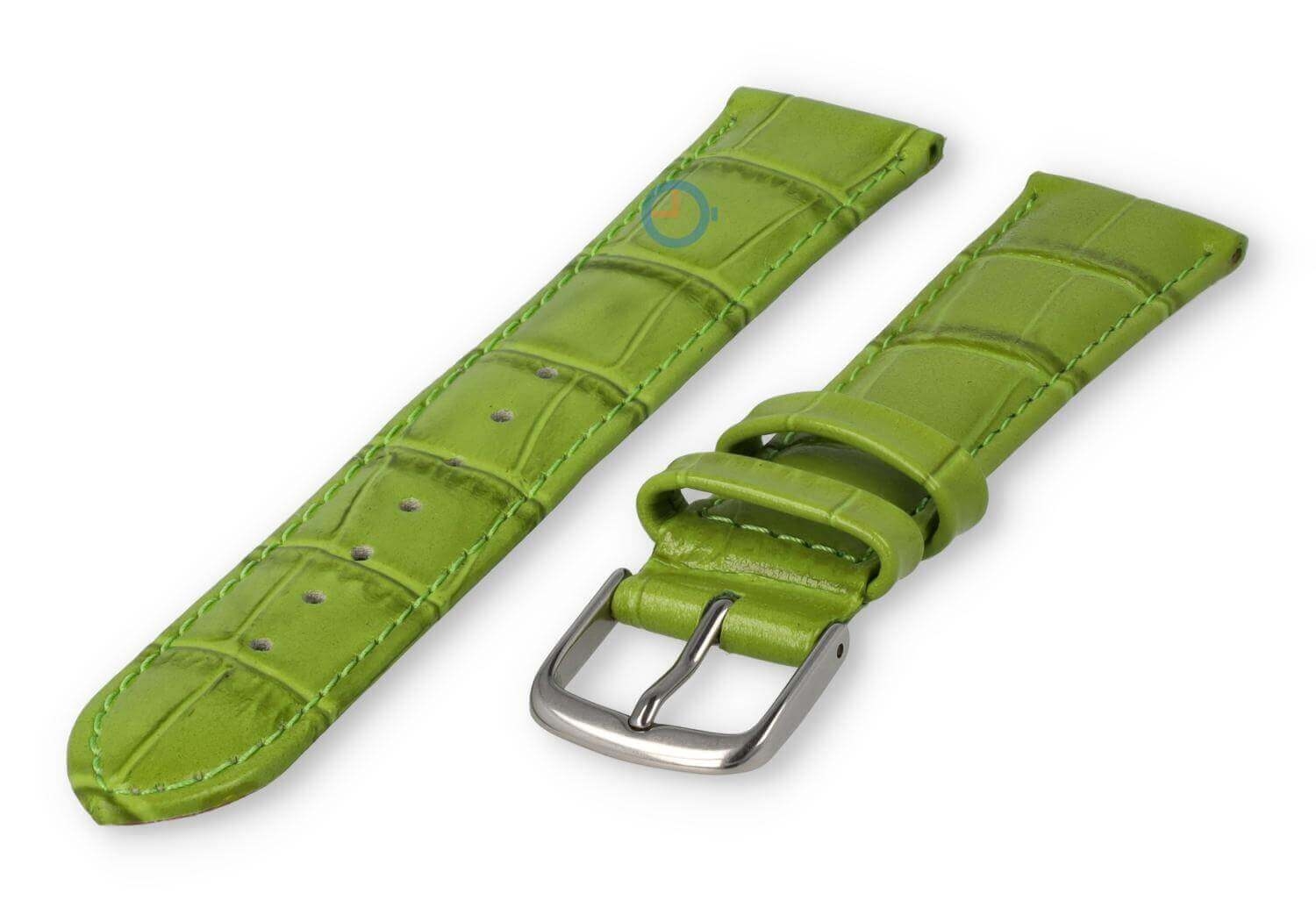 Crocoprint horlogeband leer - 18mm - grasgroen