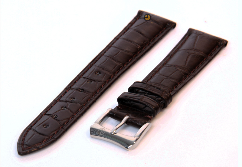 Horlogeband 18mm donkerbruin krokodillenleer mat